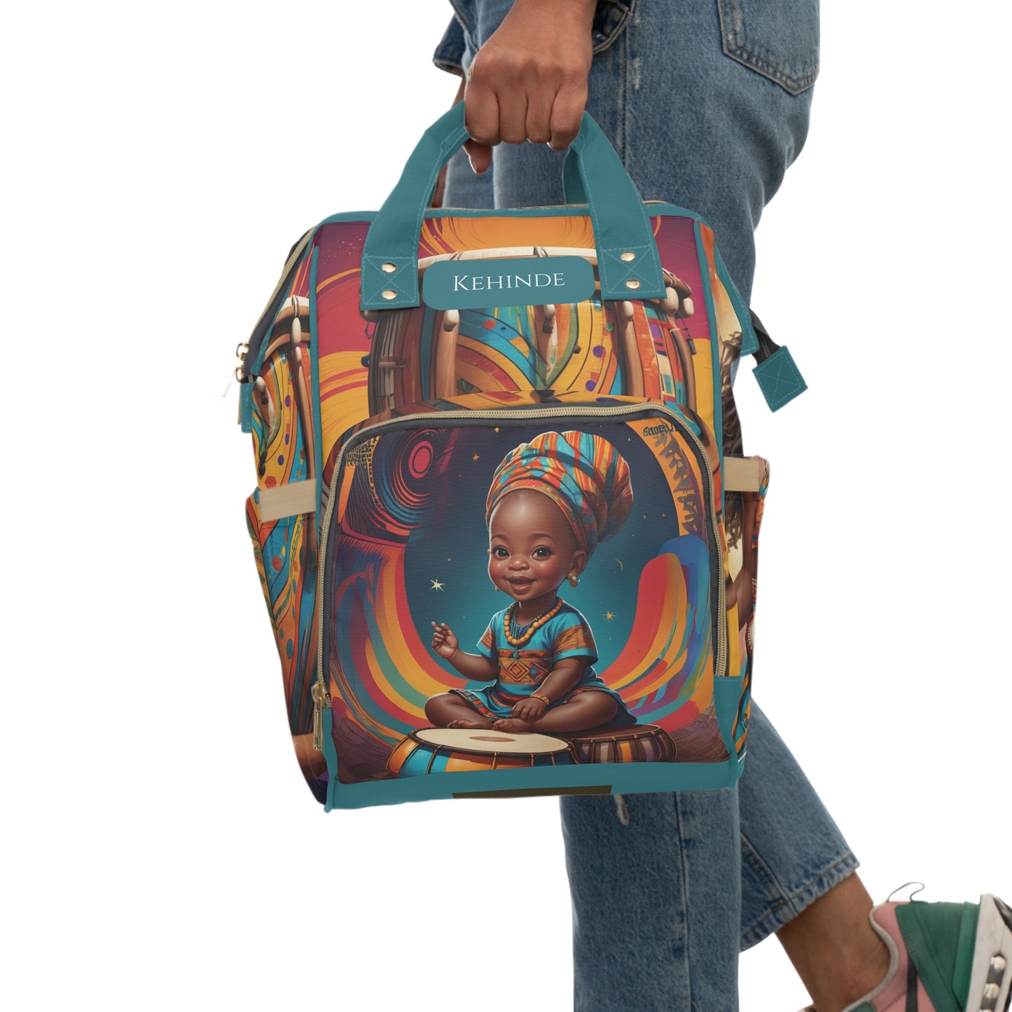 Girls African Diaper Bag – Yoruba Drum Princess Kehinde