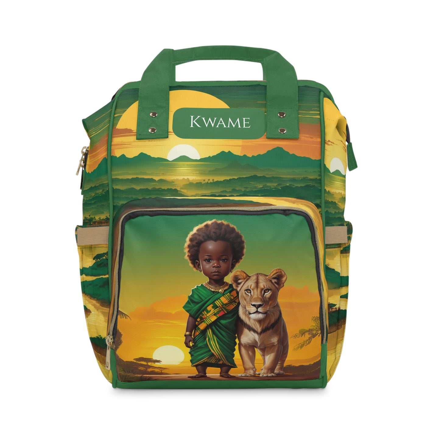 Boys Ghanaian Kente – Lion Prince Diaper Bag (Kwame Edition)
