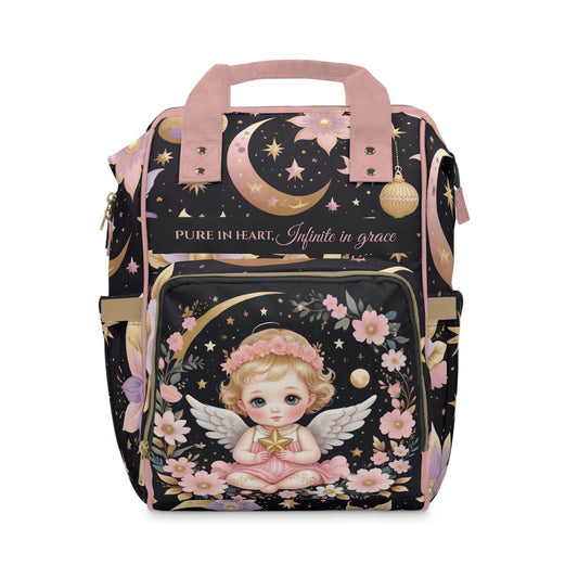 Girls Zodiac Backpack Virgo | Personalized Baby Girl Bag with Angel & Floral Moon Design | Unique Astrology Baby Shower Gift