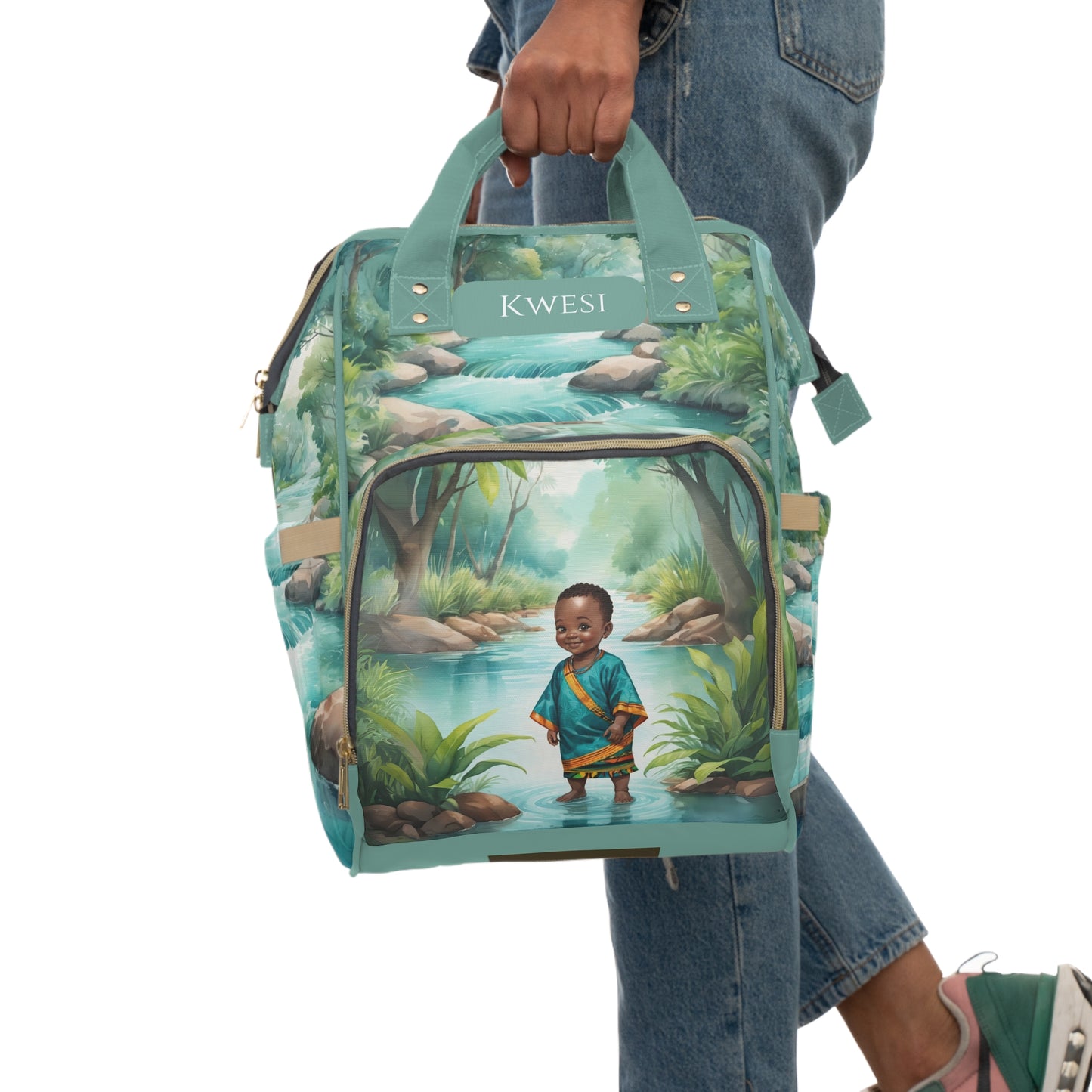 Boys Ghanaian Kente – River Prince Diaper Bag (Kwesi Edition)