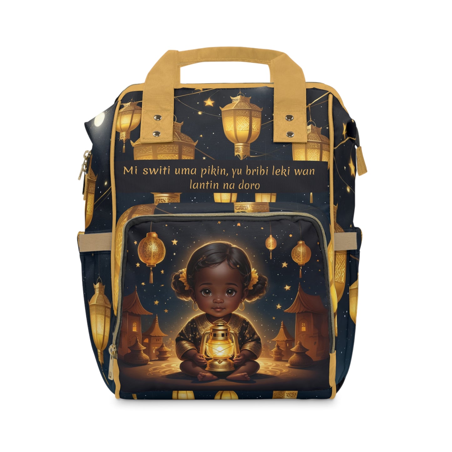 Girls Diaper Bag Personalized Surinamese | Baby Girl Bag with Lantern & Cultural Quote | Unique Baby Shower Gift