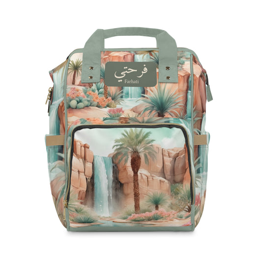 Girls Diaper Bag Personalized Arabic Baby Bag Farhati Oasis Design