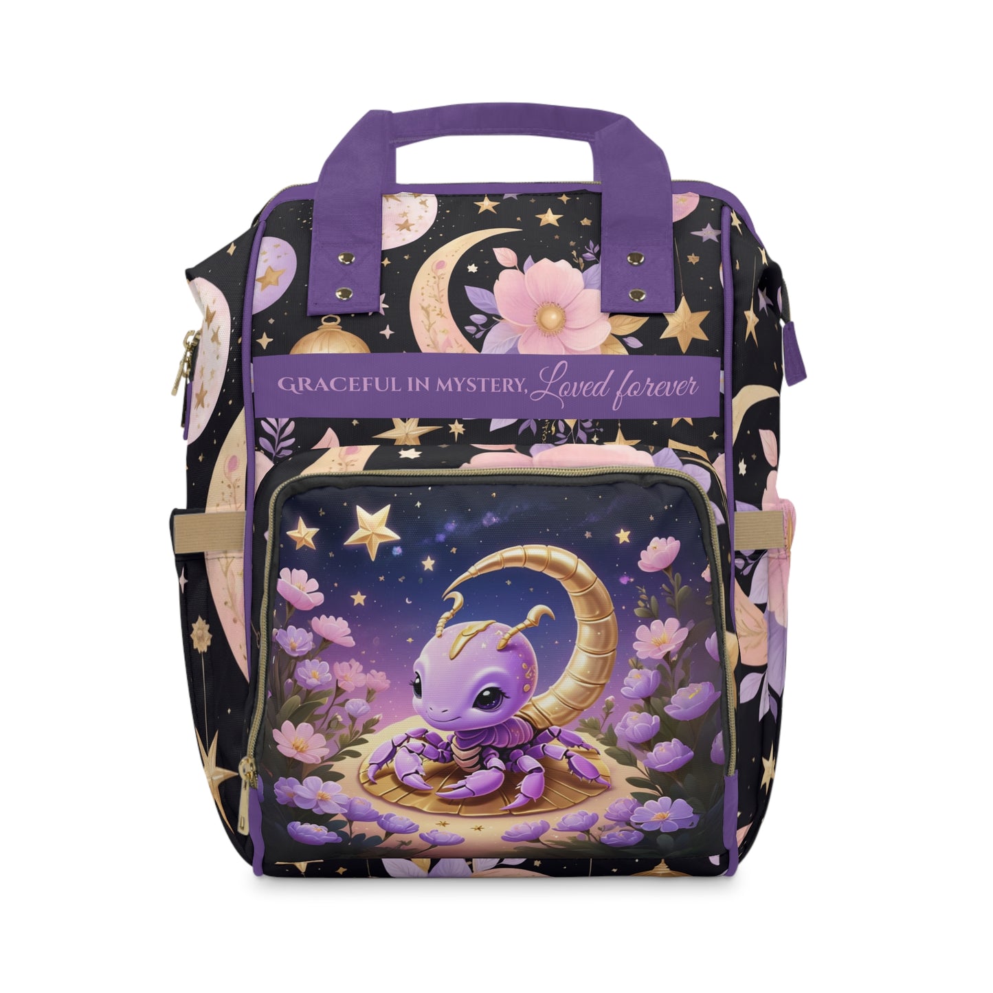 Girls Zodiac Backpack Scorpio | Personalized Baby Girl Bag with Scorpion & Zodiac Quote | Unique Astrology Baby Shower Gift