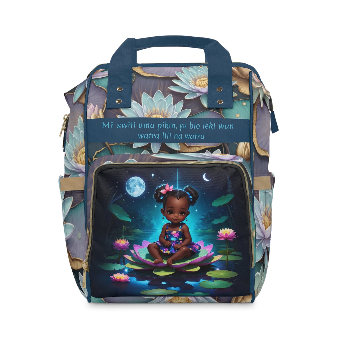 Girls Surinamese Backpack | Personalized Baby Girl Bag with Water Lily Quote | Unique Cultural Baby Shower Gift