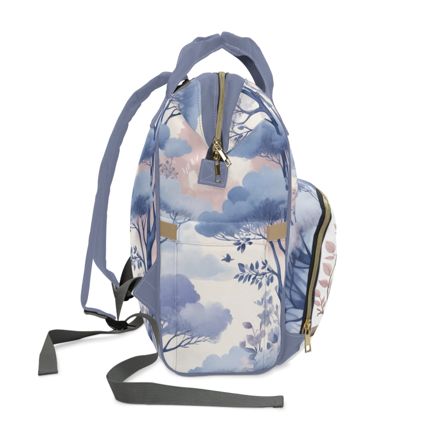 Girls Diaper Bag Backpack | Personalized Owl Design | Delft Blue Inspired Baby Bag with Pastel Accents | Unique Baby Shower Gift