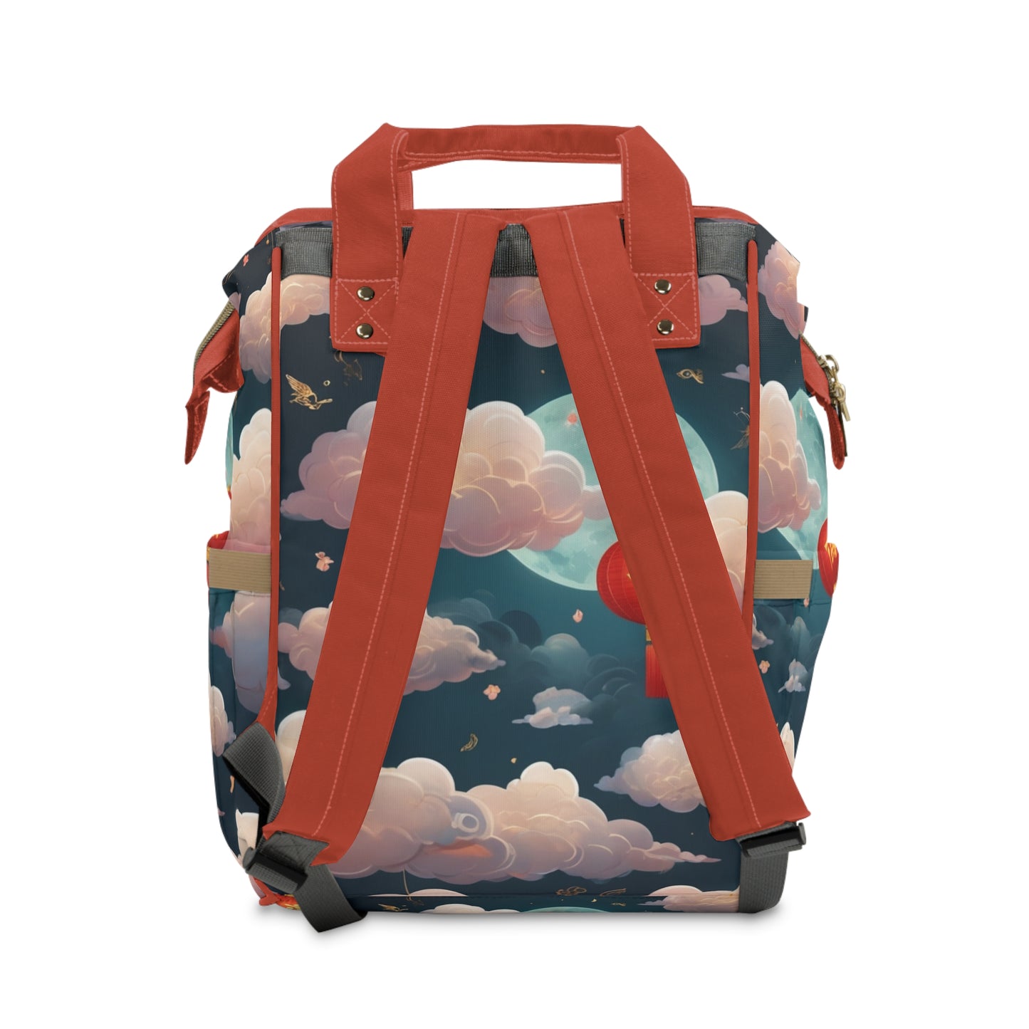 Boys Diaper Bag Backpack Personalized | Dragon Spirit Baby Bag with Red Dragon & Lantern Design | Unique Baby Shower Gift