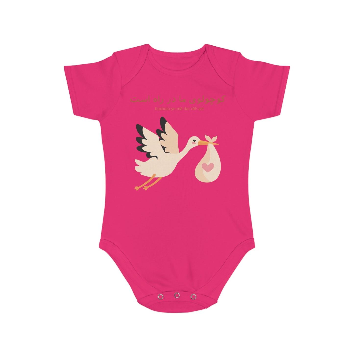 Persian Baby Reveal Romper – Stork Design Announcement