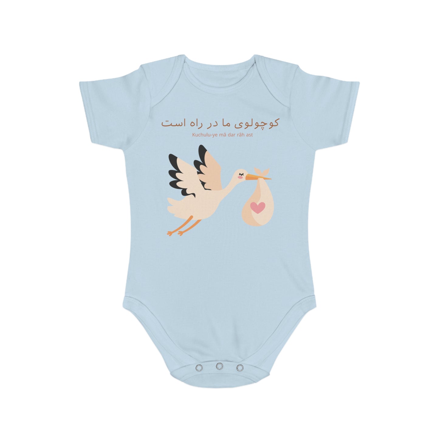 Persian Baby Reveal Romper – Stork Design Announcement