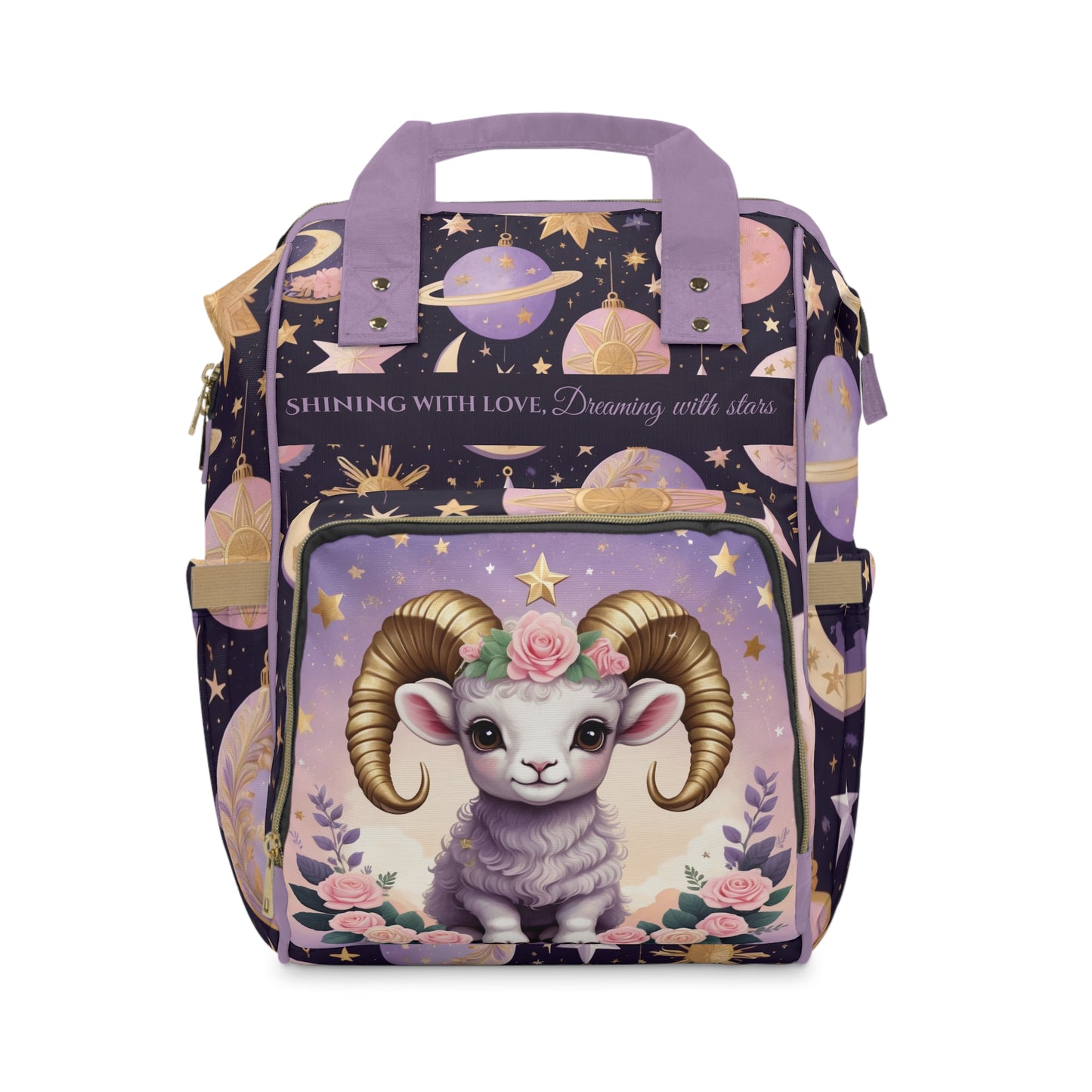 Girls Zodiac Backpack Aries | Personalized Baby Girl Bag with Aries Ram and Astrology Quote | Unique Zodiac Baby Shower Gift