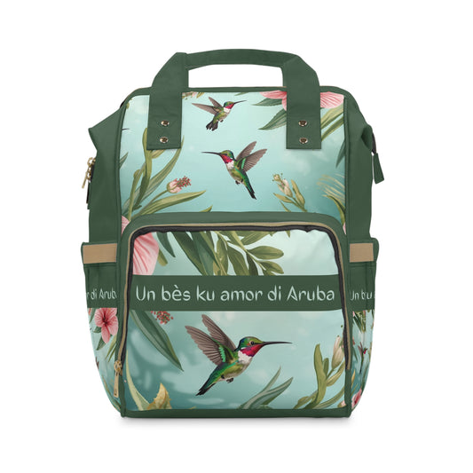 Girls Diaper Bag Personalized Aruba Baby Bag Hummingbird Flowers Waterproof Backpack