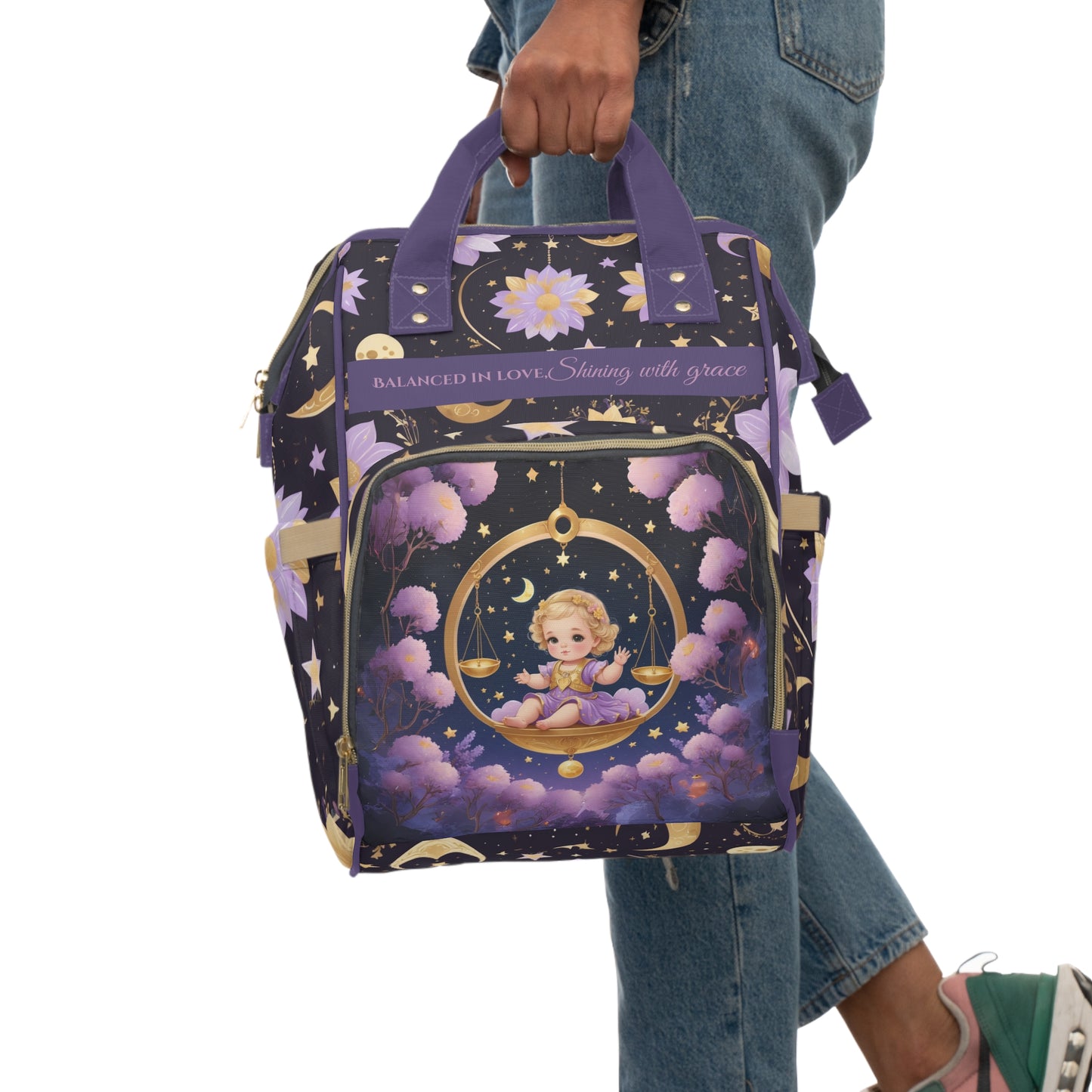 Girls Zodiac Backpack Libra | Personalized Baby Girl Bag with Scales & Zodiac Quote | Unique Astrology Baby Shower Gift
