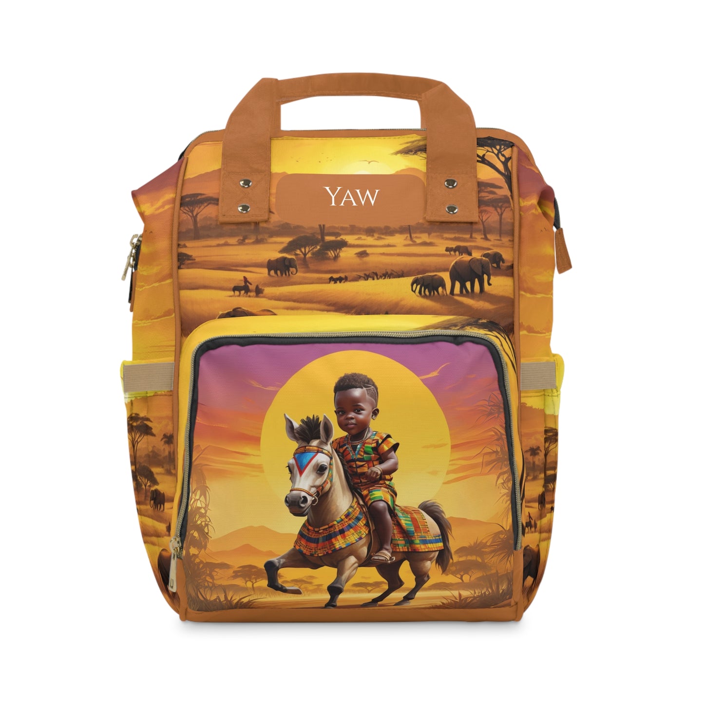 Boys Ghanaian Kente – Horse Rider Prince Diaper Bag (Yaw Edition)