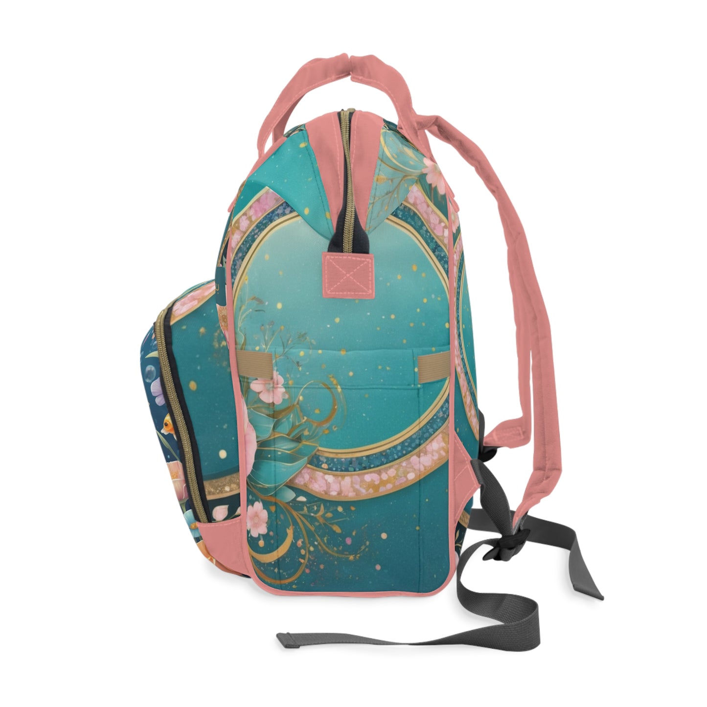 Girls Diaper Bag Personalized Persian | Baby Girl Backpack with Cute Goldfish | Unique Cultural Baby Shower Gift