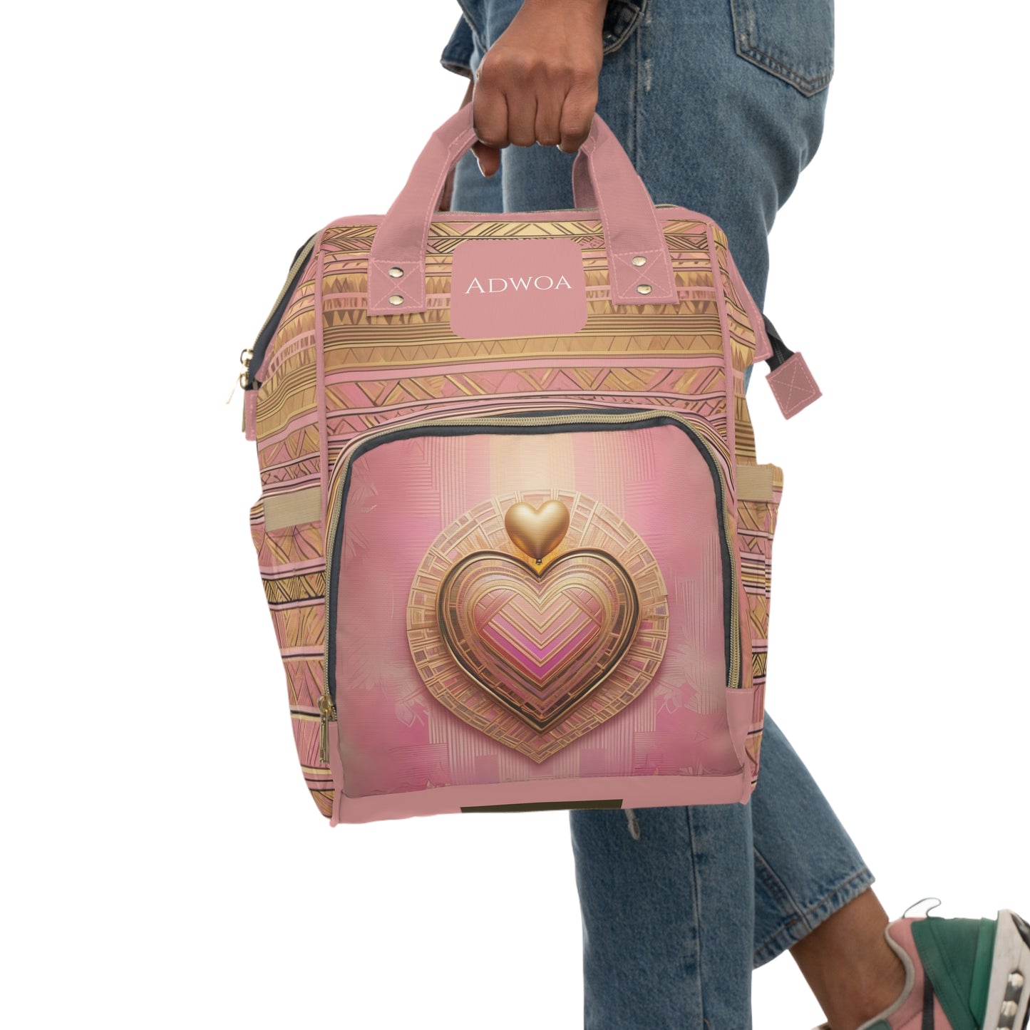Girl Diaper Bag – Ghanaian Kente Heart Princess Edition