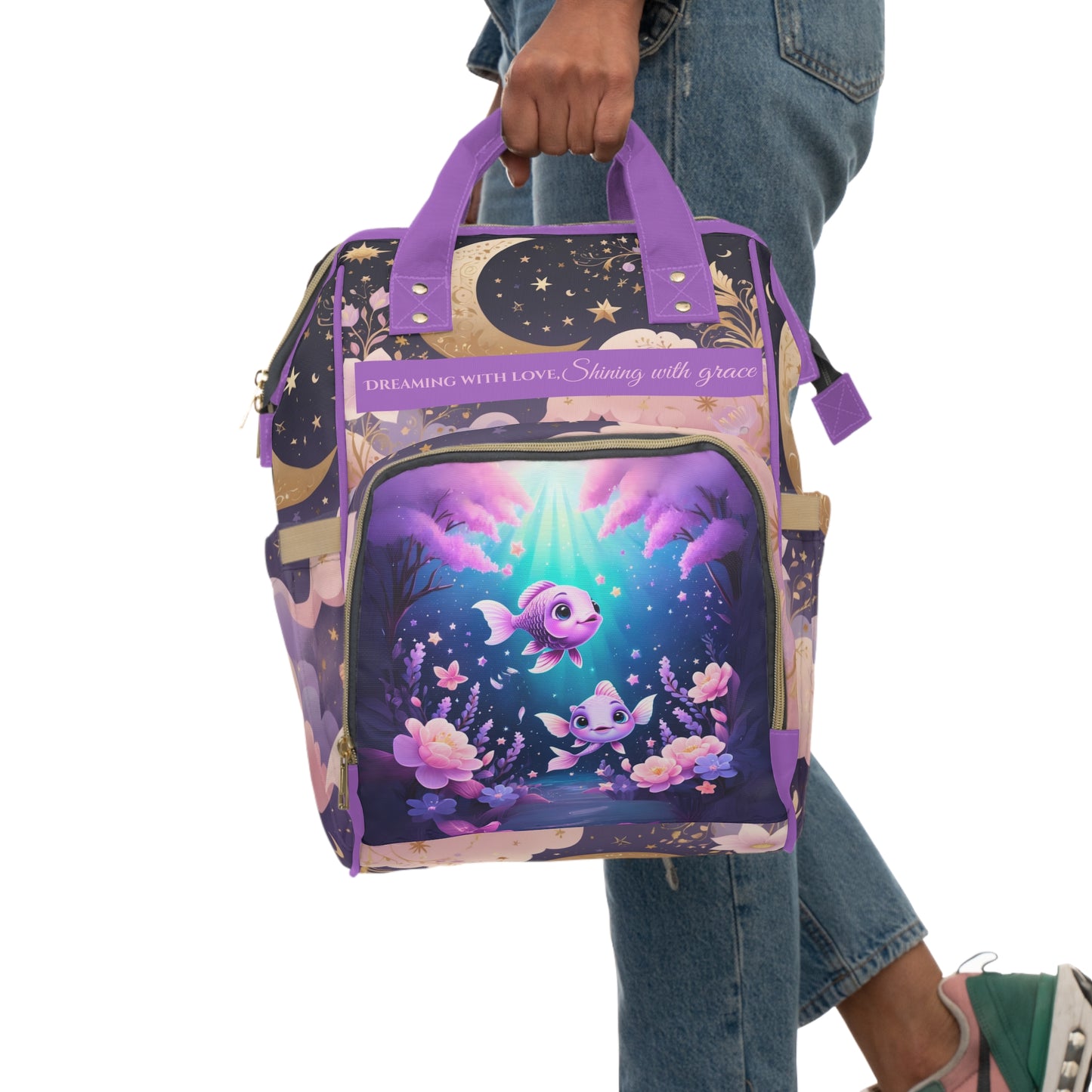 Girls Zodiac Backpack Pisces | Personalized Baby Girl Bag with Fish & Zodiac Quote | Unique Astrology Baby Shower Gift