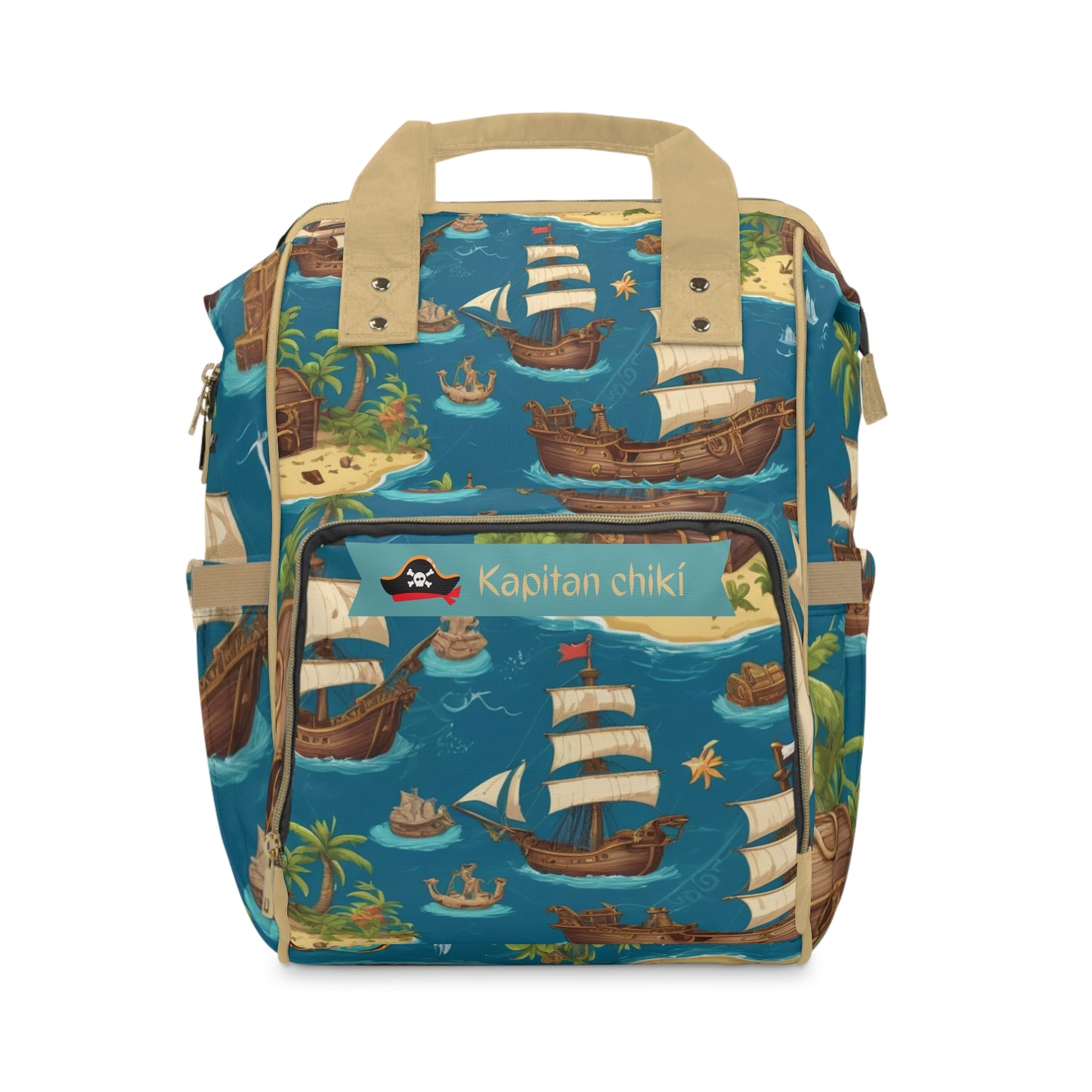 Boys Diaper Bag Backpack Pirate Ship Ocean Theme Waterproof Baby Bag