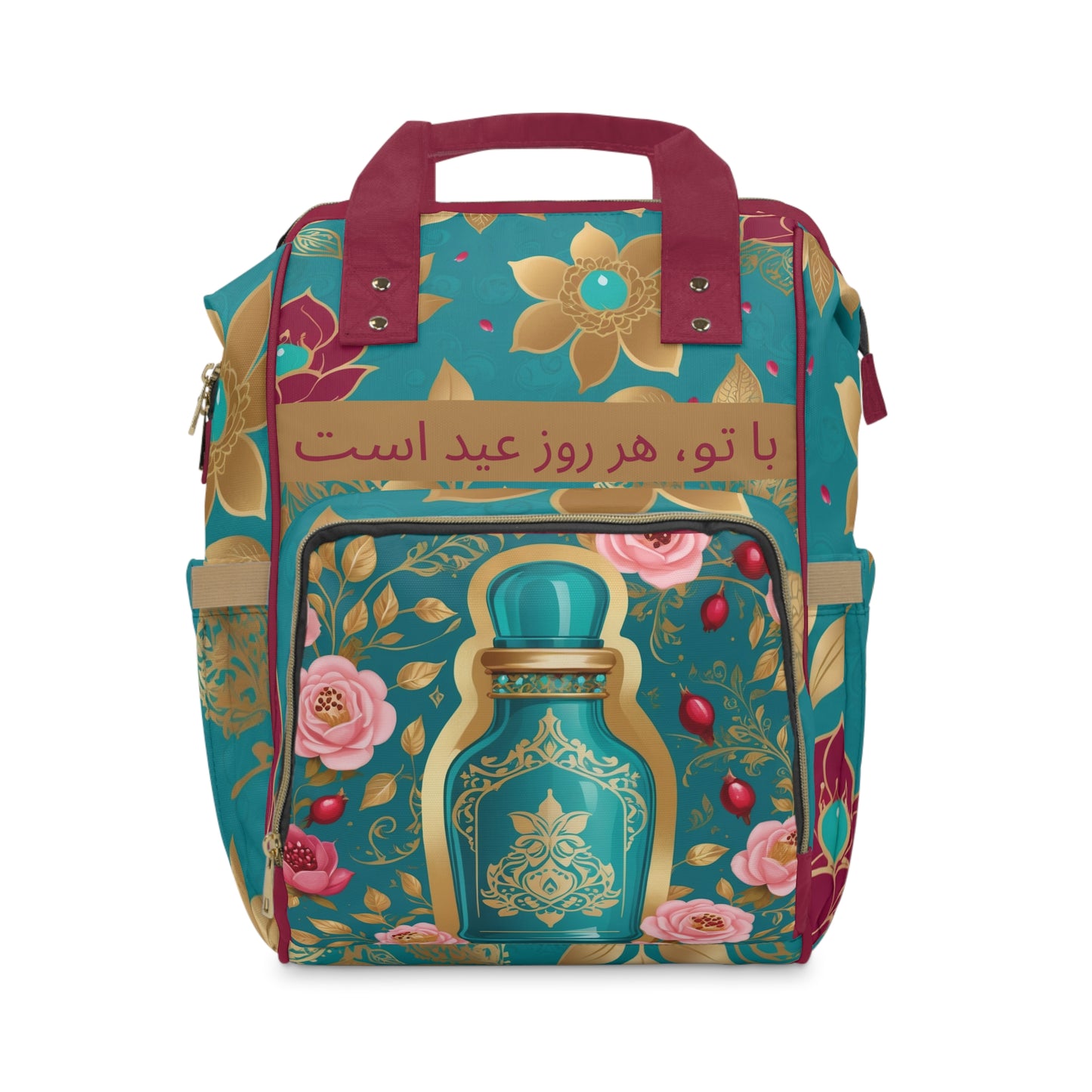 Girls Diaper Bag Personalized Persian | Baby Girl Backpack with Floral Design | Unique Cultural Baby Shower Gift