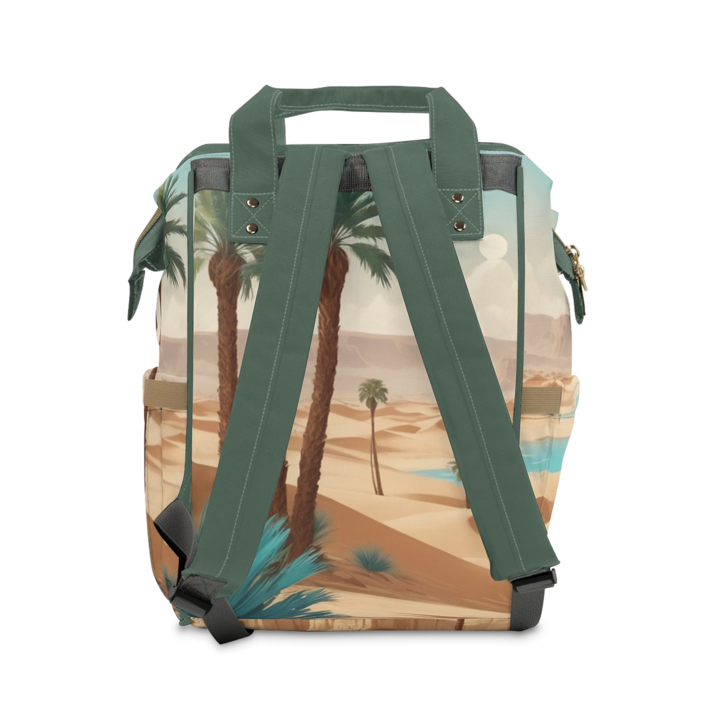 Boys Diaper Bag Personalized Arabic Baby Bag Kanzi My Treasure Desert Oasis Teal and Sand Design